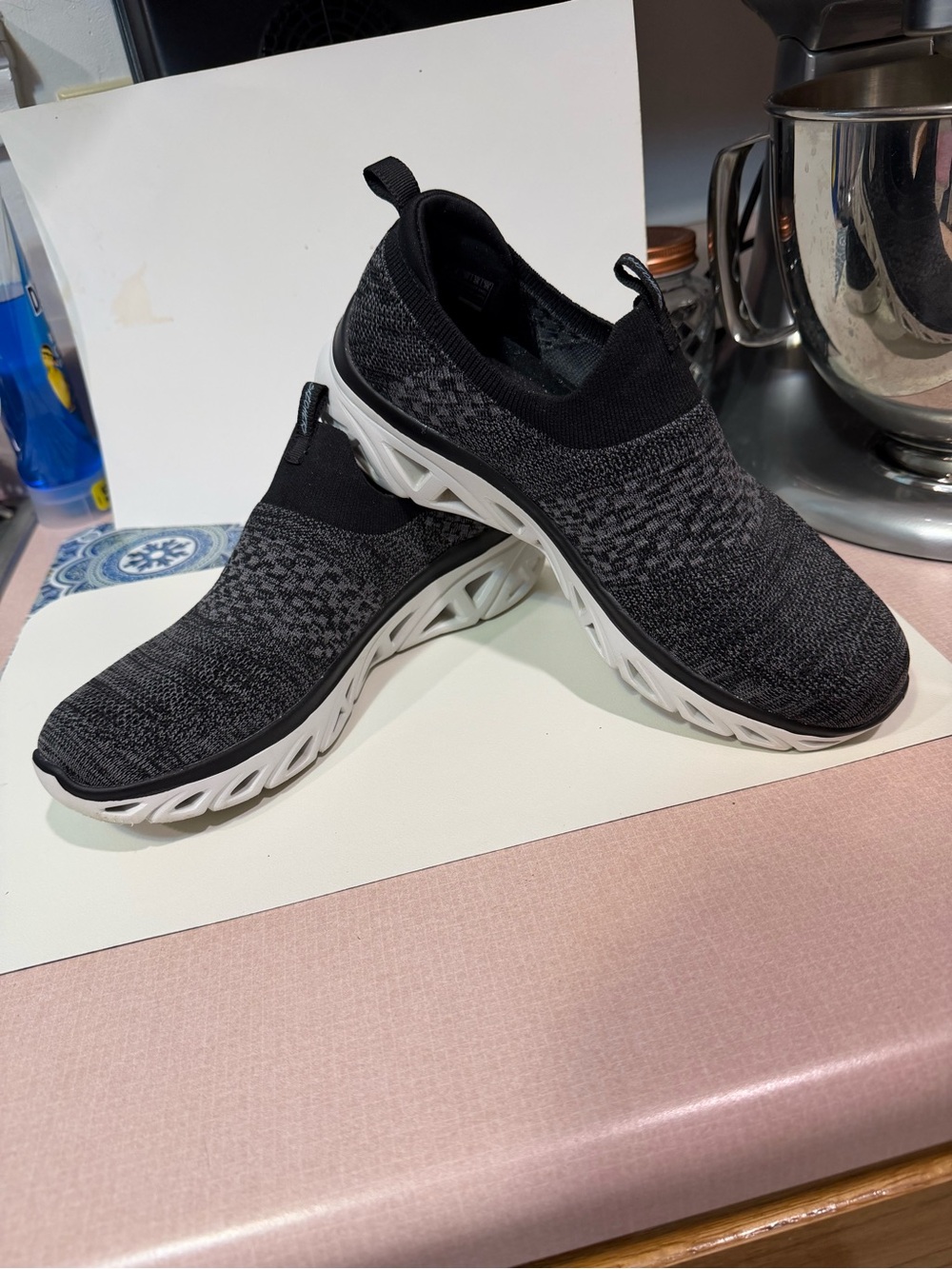 Sketchers Women’s Knit Sneakers - Black and White - Picture 5 of 8